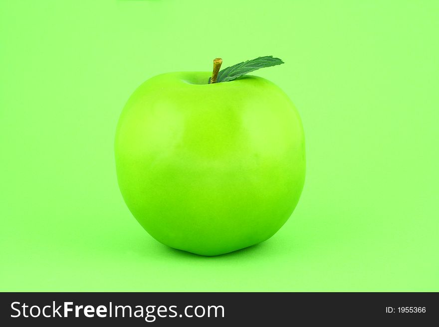 Green apple to white background