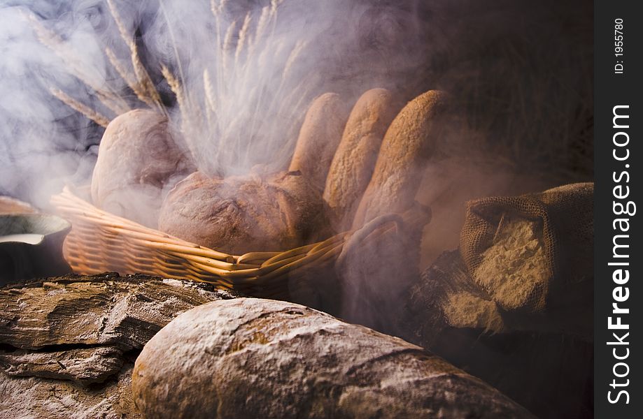 Bread mix in smoke