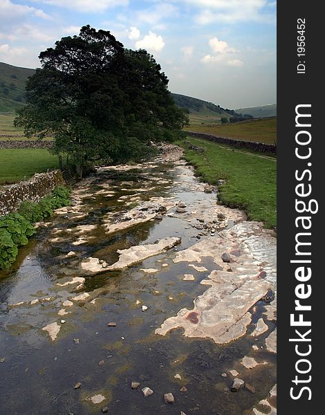 Rocky River bed Valley in Yorkshire Dales near Malham. Rocky River bed Valley in Yorkshire Dales near Malham