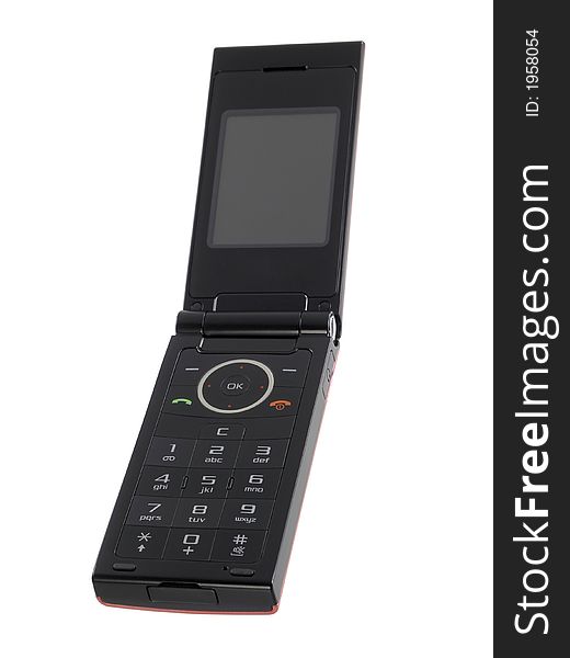 Open mobile phone, object isolated