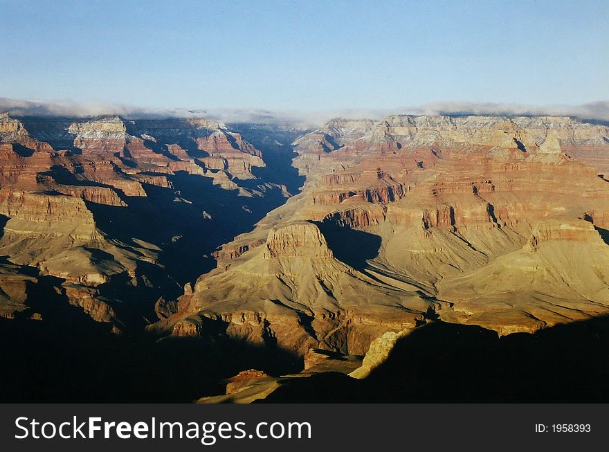 Grand Caynon seen from the south rim in late evening. Grand Caynon seen from the south rim in late evening.