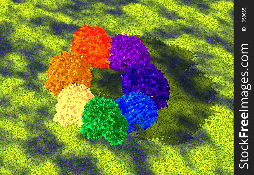 Circular Rainbow Made Of Trees