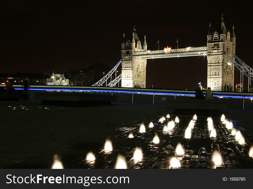 Tower Bridge at night with candles unusual view