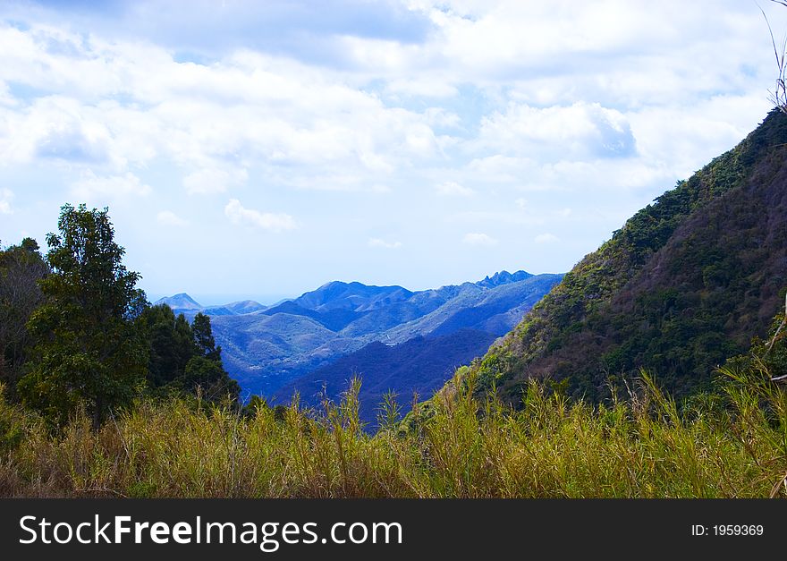 View of a mountain range in central Puerto Rico. View of a mountain range in central Puerto Rico.