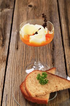 Soft Boiled Egg And Fried Bread Stock Photography