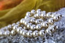 Elegant Pearls Over Ice With Ribbon Royalty Free Stock Photo Elegant Pearls Over Ice With Ribbon Royalty Free Stock Photo