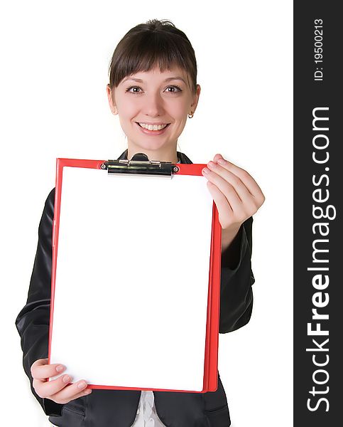 Smiling girl with a notebook