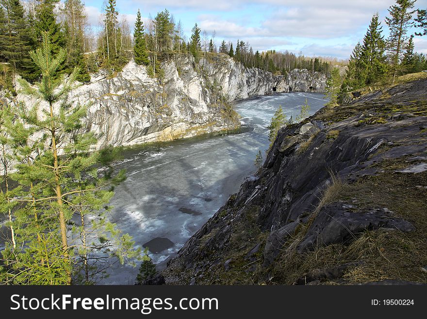 Marble Mountain and frozen lake