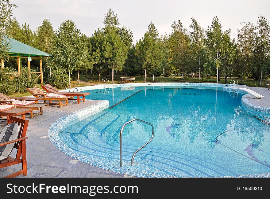 Pool at the hotel, around the trees