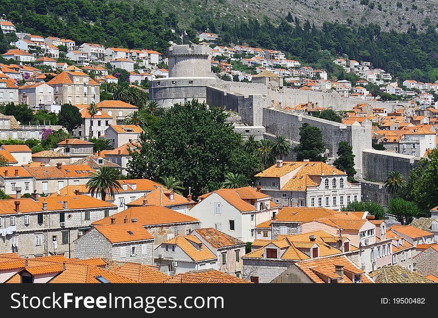 Croatia, Dubrovnik, old town top view