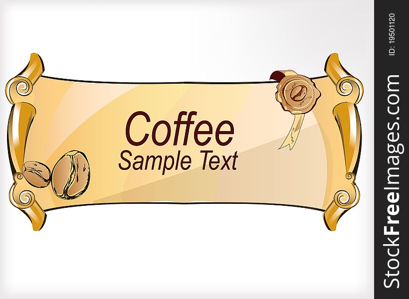 Coffee background with coffee elements on papirus
