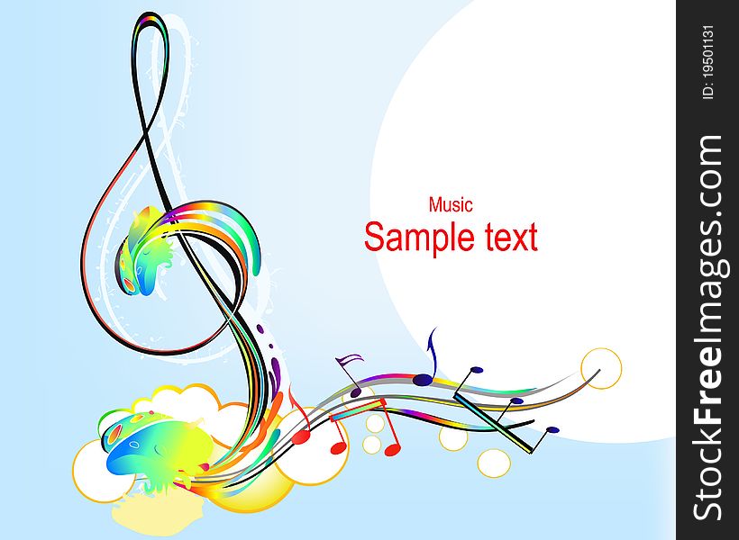 Musical background with decorative treble clef