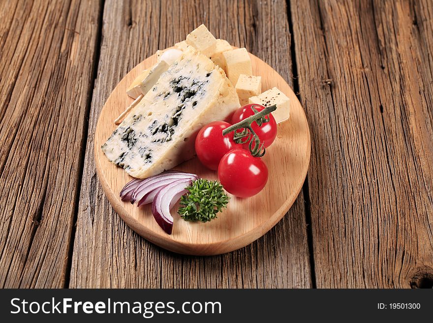 Cheese on a cutting board