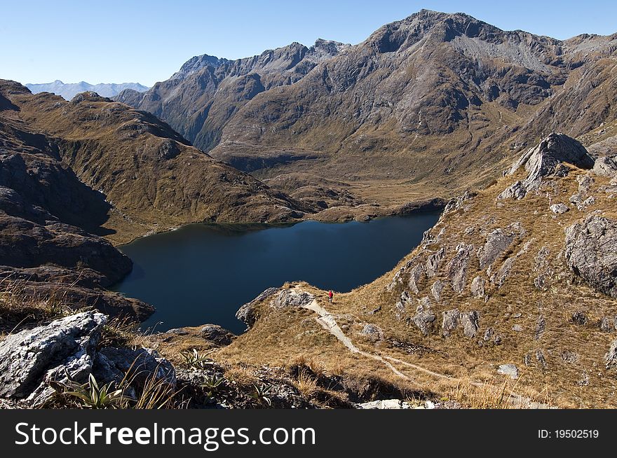 Overlooking Lake Harris from Conical Hill - Routeburn Track, New Zealand. Overlooking Lake Harris from Conical Hill - Routeburn Track, New Zealand