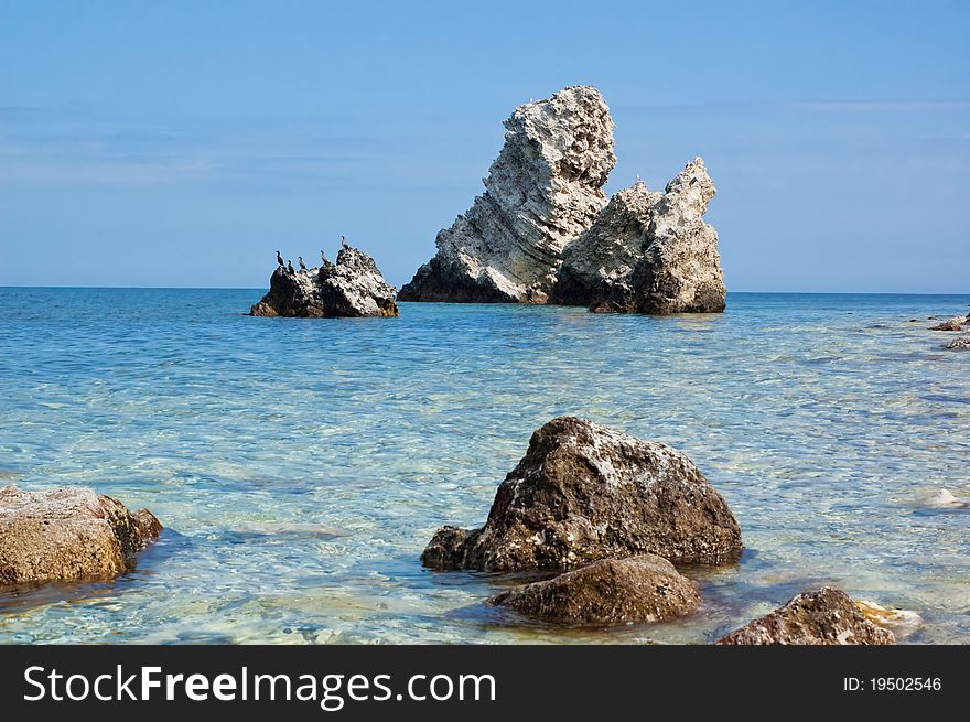 Sea rocks at Dzhangul, Tarkhankut peninsula in Crimea, Ukraine