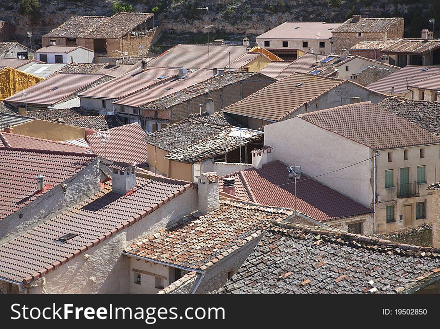 The rooftops of a village