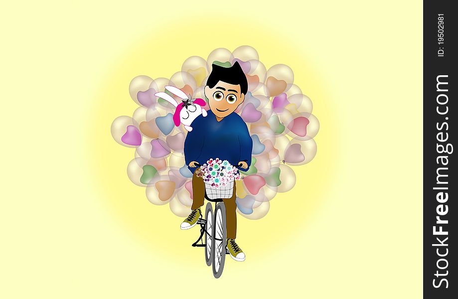 Man carries balloon for his lover