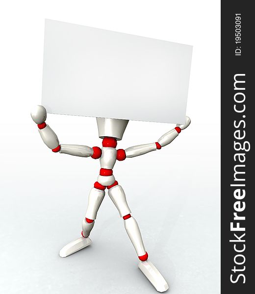 Mannequin illustration in white color teaching a poster. Mannequin illustration in white color teaching a poster