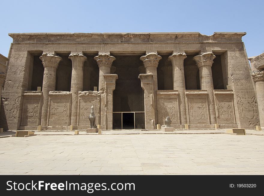 Main entrance to the Temple of Edfu in Egypt. Main entrance to the Temple of Edfu in Egypt