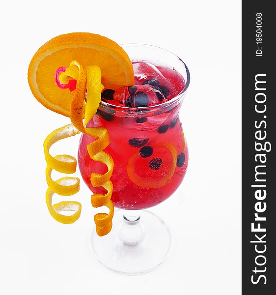 Cocktail photo in glasswares on a white background