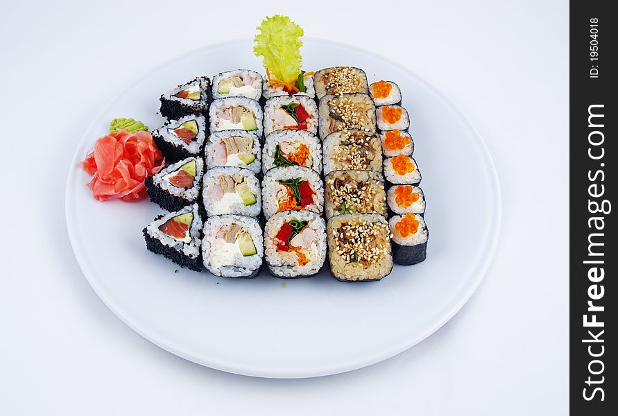 Photo of a rolled and sushi