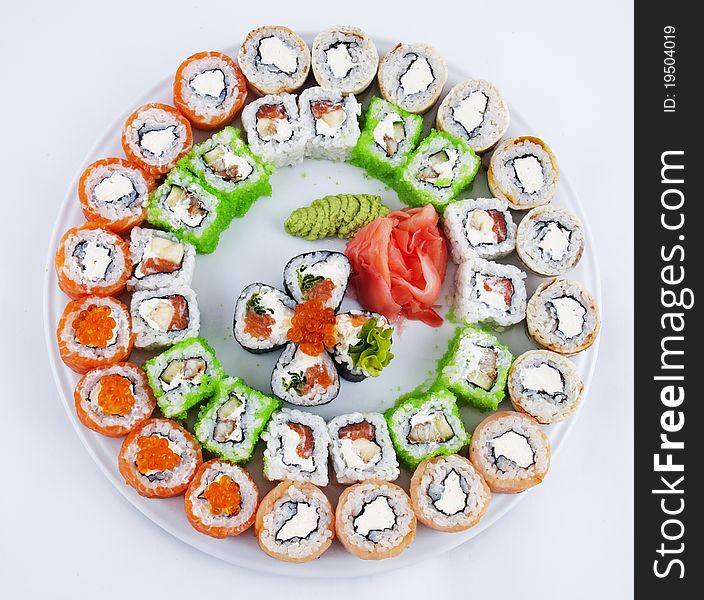 Photo of a rolled and sushi