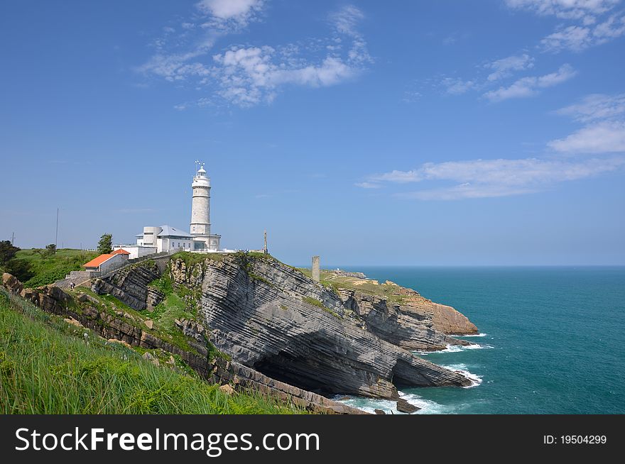 Panoramic view of the Lighthouse of Cabo Mayor in Santander