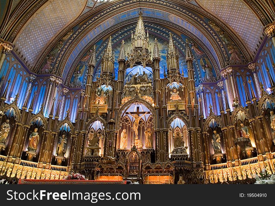 An interior of Notre-Dame Basilica of Montreal. An interior of Notre-Dame Basilica of Montreal