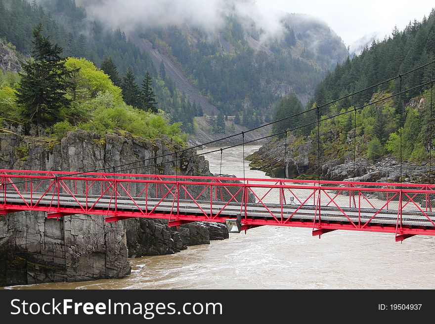 Suspension Bridge crossing the Frazer Canyon in Canada