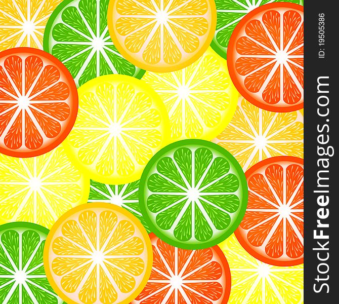 Background from different kinds of citrus. A illustration. Background from different kinds of citrus. A illustration