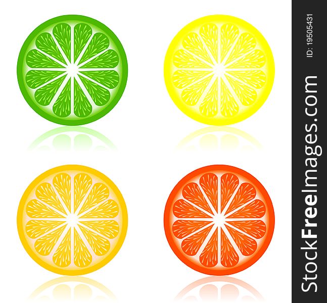 Set of icons of citron fruit. A  illustration. Set of icons of citron fruit. A  illustration