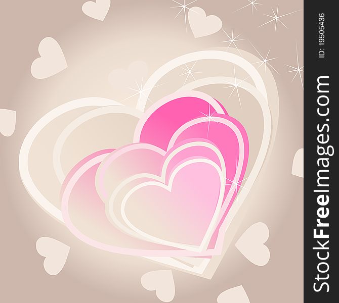 Pink heart on a grey background. A  illustration. Pink heart on a grey background. A  illustration