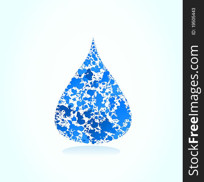 Blue drop of water on a white background. A illustration. Blue drop of water on a white background. A illustration