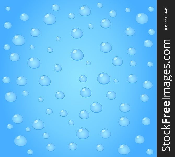 Water drops on blue glass. A illustration. Water drops on blue glass. A illustration