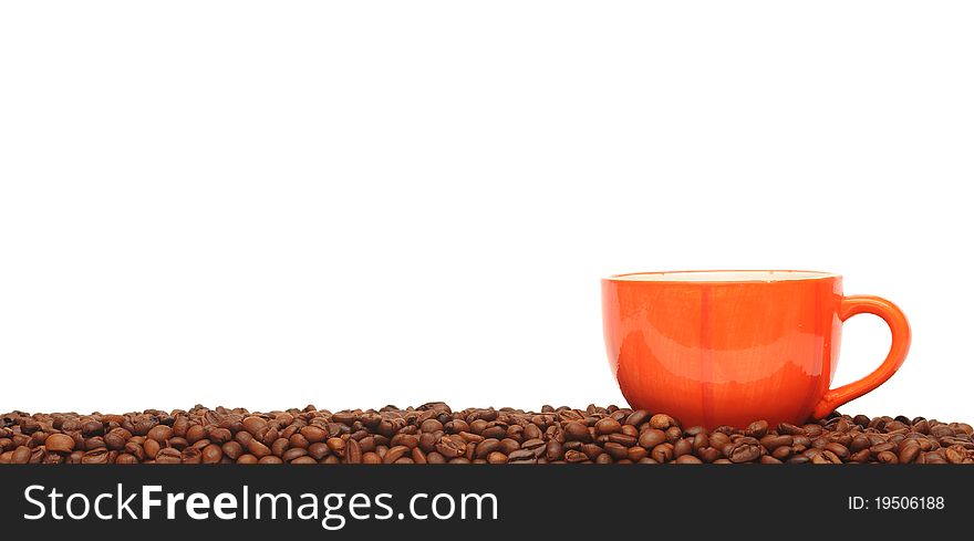 Cup from coffee on coffee grains