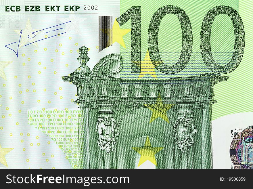 Hundred euro note close up