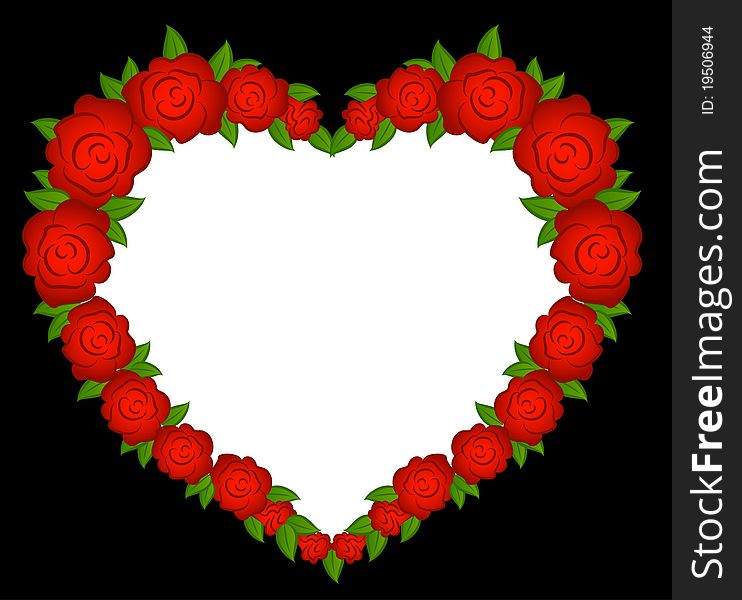 Background with beautiful roses and heart. Background with beautiful roses and heart