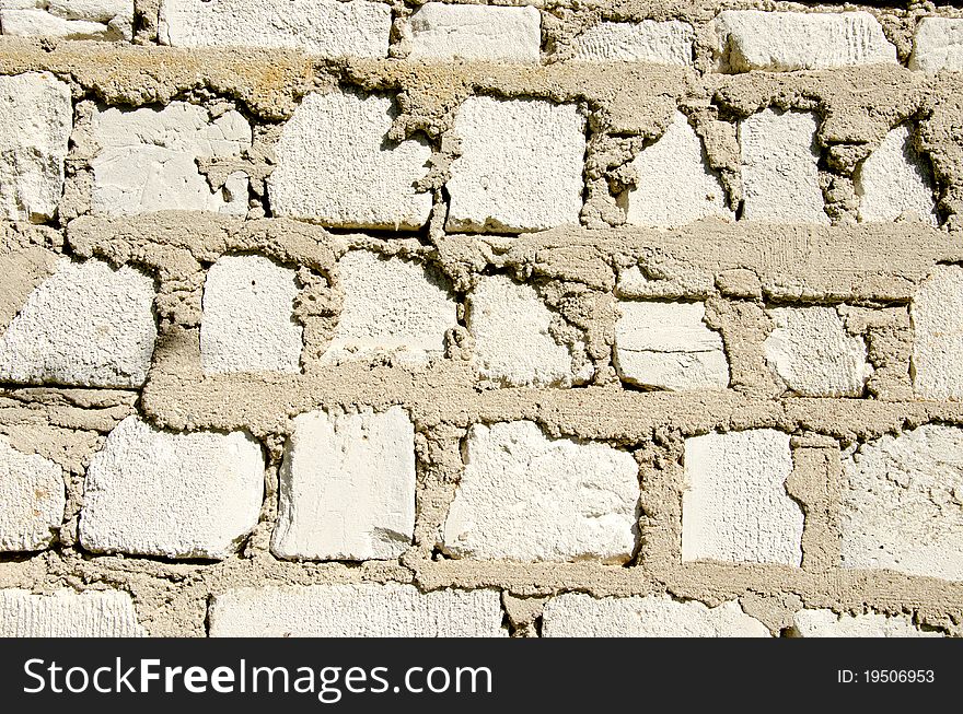 Old white bricks wall background and texture