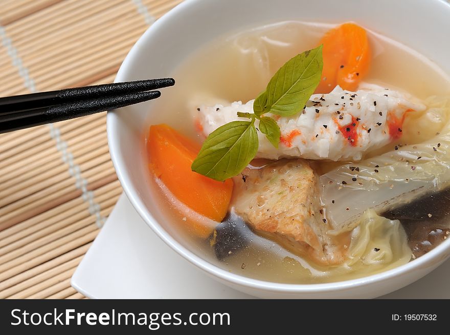 Freshly brewed seafood soup with healthy vegetables and prawn. Freshly brewed seafood soup with healthy vegetables and prawn.