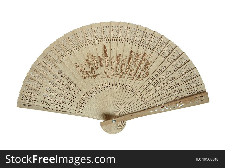 Chinese traditional folding fan on white background