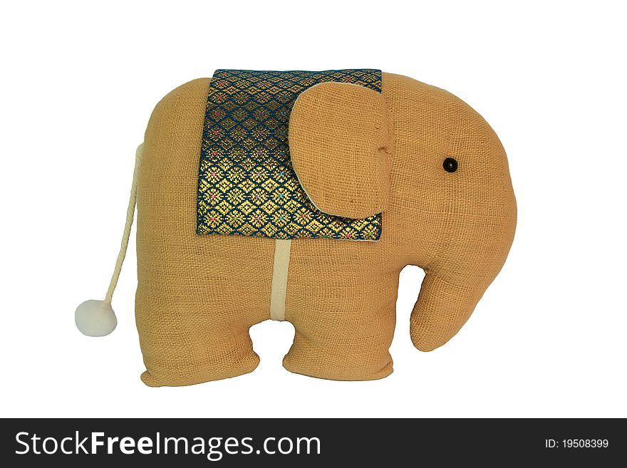 Thai style elephant cloth doll isolated on white background