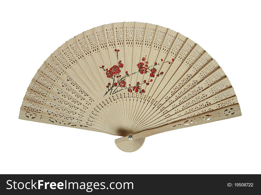 Chinese traditional folding fan on white background