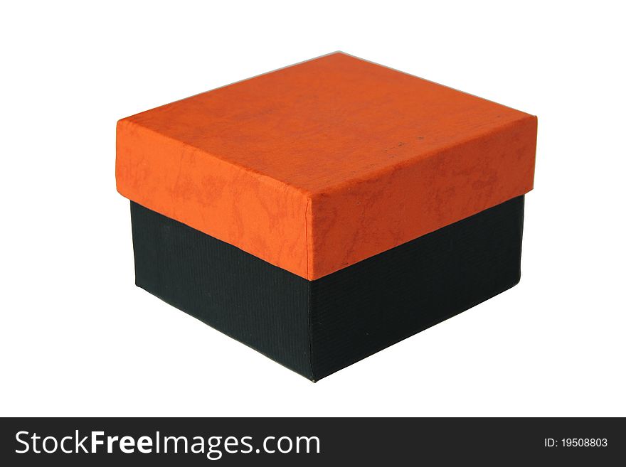 Orange-brown Cardboard box on a white background