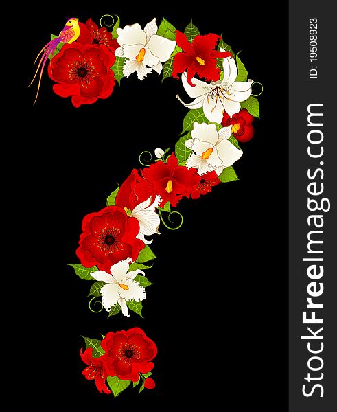 Question-mark from flowers,illustration for a design