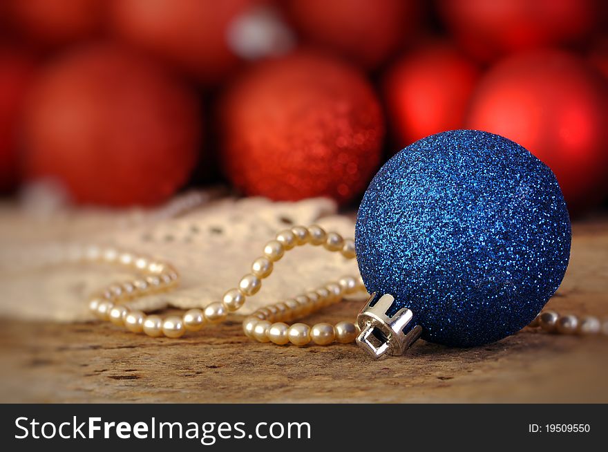 Red and blue Christmas balls