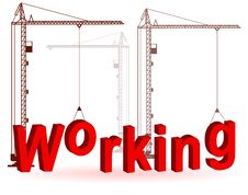 The Crane Collects A Word Working Royalty Free Stock Images