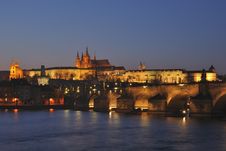 Night Prague Panorama Stock Photography