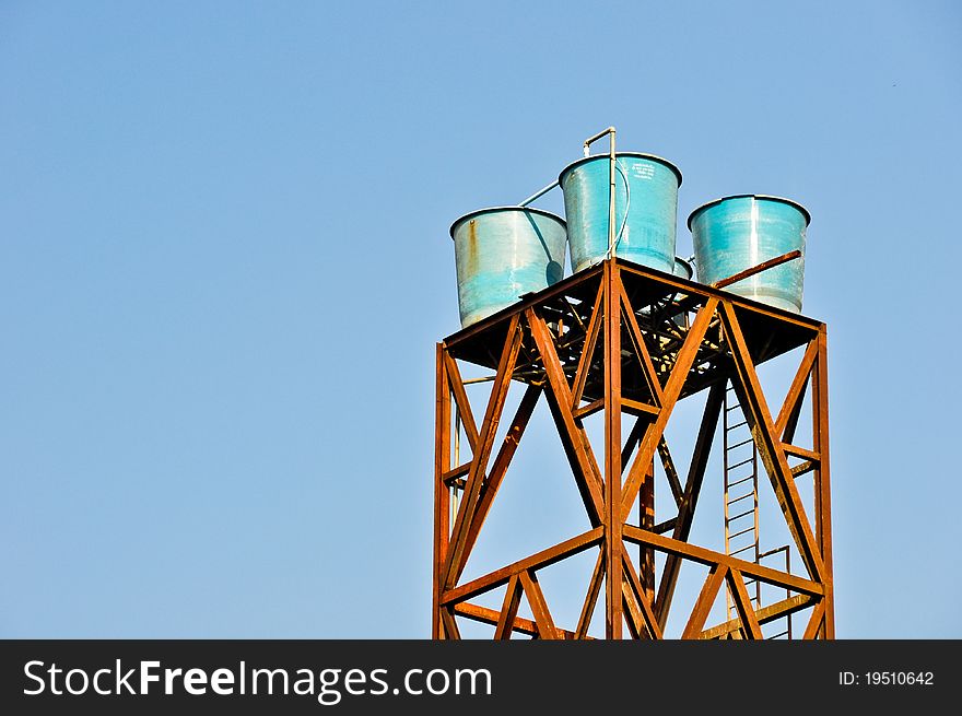 Water Tank Tower on blue sky