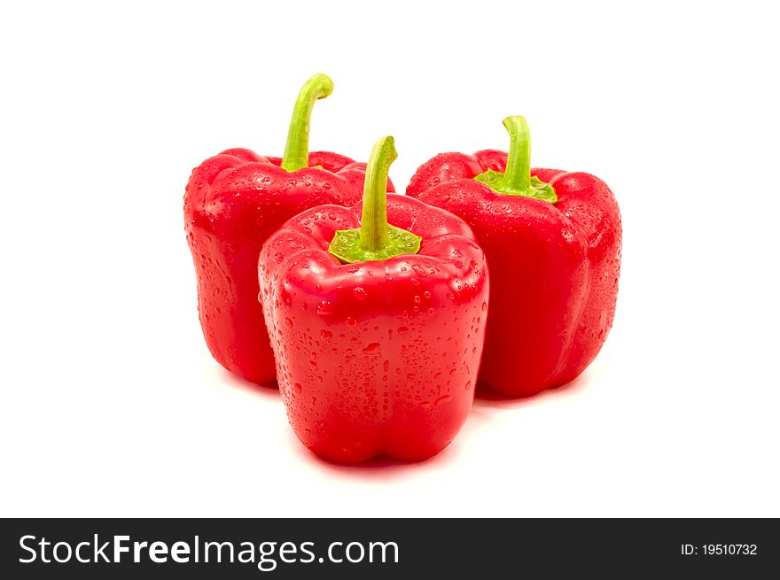 Red paprika on white background