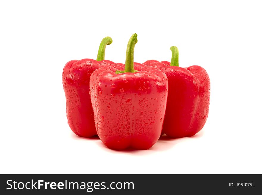 Red paprika on white background